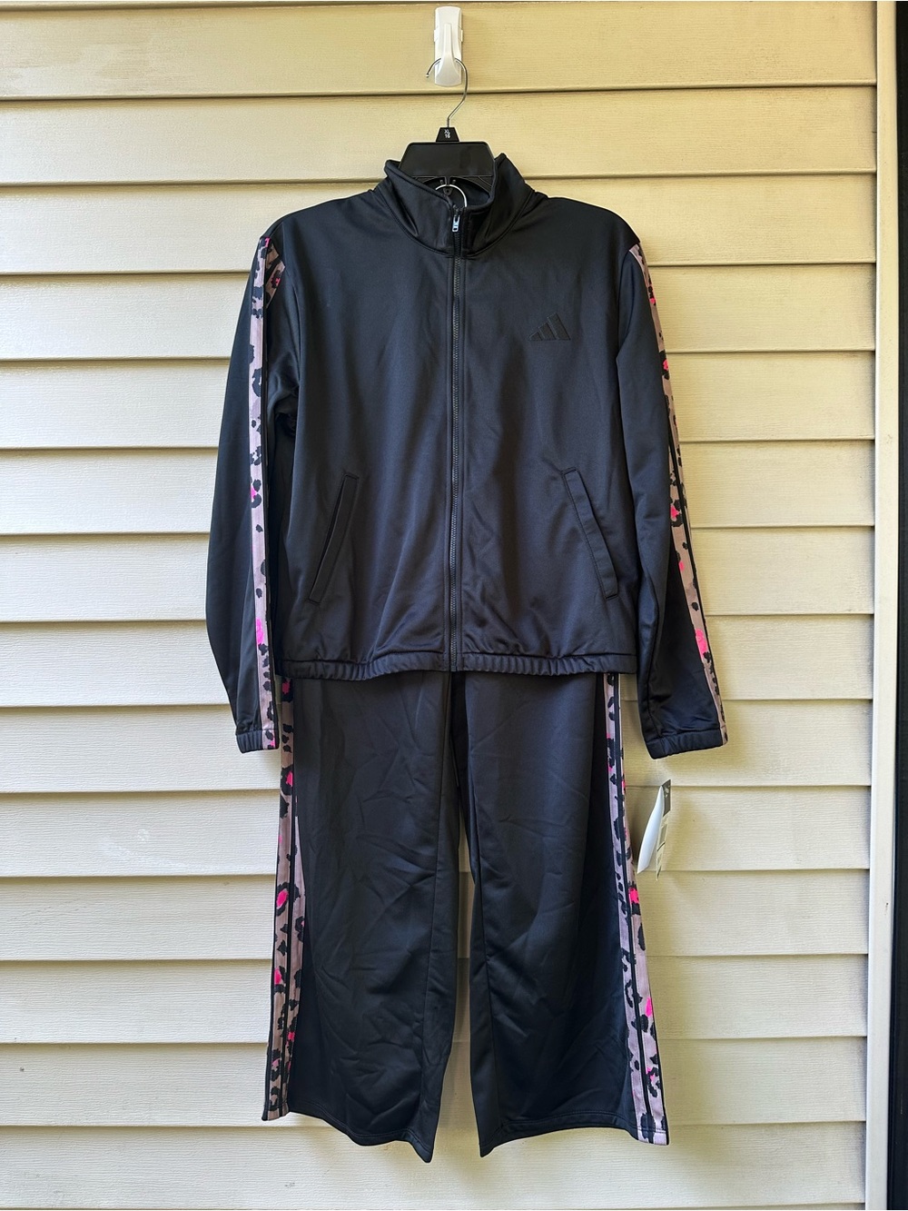 adidas Black Track Jacket and Pants with Pink Camo Side Panels